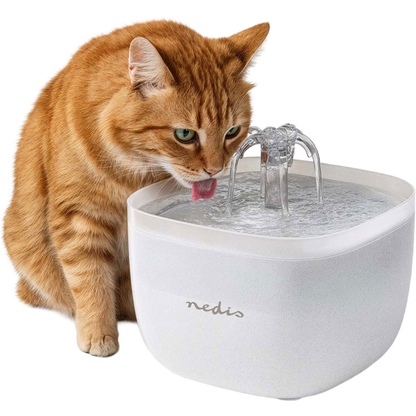 Trinkbrunnen für Hunde & Katzen, 2L, Ultra-Leise Pumpe, 4-fach Filter, LED-Licht, BPA-frei, Wasserautomat mit 360 Grad Wasserfall-Design, Katzenbrunnen 