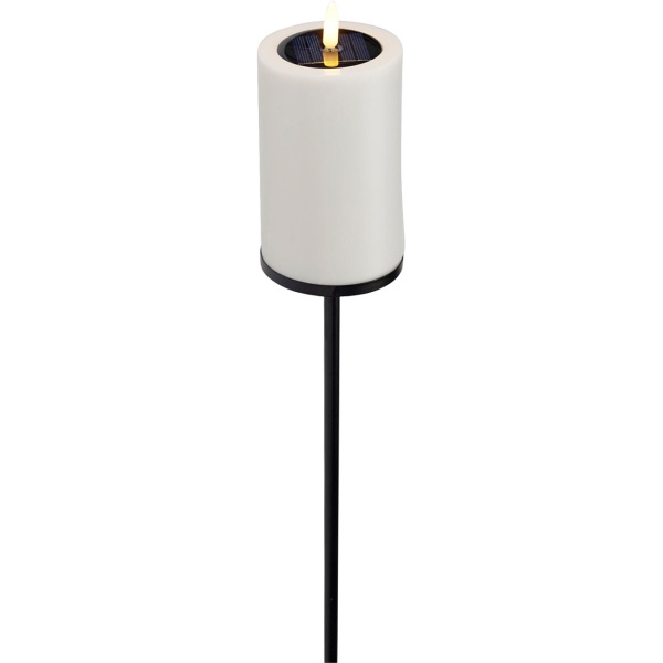 Solar LED Kerze mit Erdspiess gelb flackernd: Outdoor Garten-Deko, schöne Beleuchtung für draussen - stimmungsvolle Solarleuchte