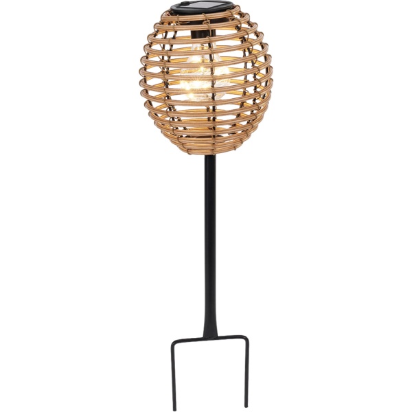 Elegante Solar-Steckleuchte für Garten & Terrasse: Robuste LED Solarlampe mit Metallstab, Rattan-Optik für stimmungsvolle Wege