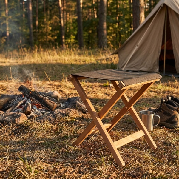 2er-Set Komfortabler Klapphocker aus Holz – Wetterfester Gartenhocker & Camping Hocker klappbar – Stabiler Falthocker für Grillpartys, Camping und Angeln
