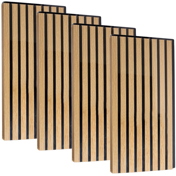 4er-Set Wandpaneele 60x30 cm in edler Holzoptik – Akustik-Wandverkleidung aus MDF & PET – Nachhaltiges Design FSC-zertifiziert für eine moderne Raumgestaltung