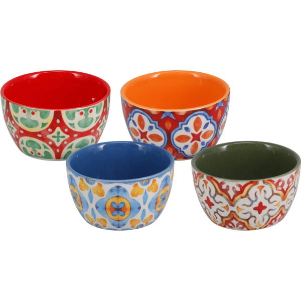Schalen-Set 4-teilig aus Steinzeug 10x10x5,5 cm – Bunte Tapas-Schalen & Dessertschüsseln für Dips, Snacks & Knabberzeug im edlen Design