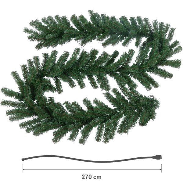 Stimmungsvolle künstliche LED Tannengirlande 270 cm, 30 LEDs & Timer - Festliche künstliche Weihnachtsgirlande für Aussen & Innen