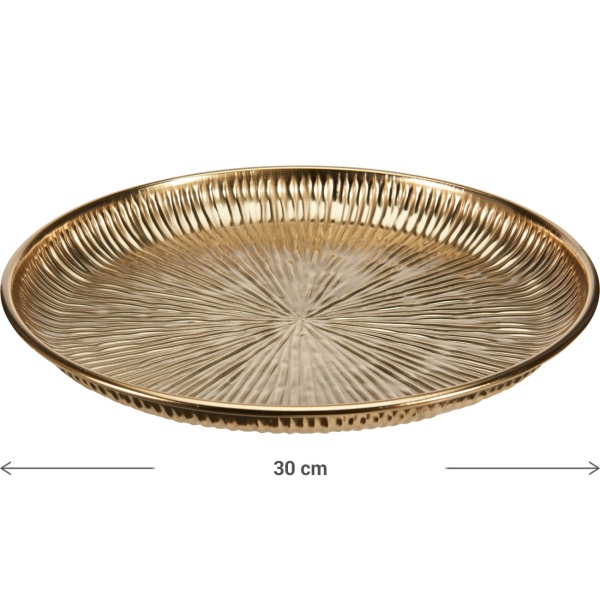Edler Deko-Teller aus Metall, Gold, 30cm Rund - Eleganter Platzteller & Dekoschale aus Eisen für die stilvolle Tischdeko und Kerzen