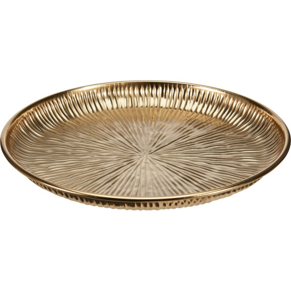 Edler Deko-Teller aus Metall, Gold, 30cm Rund - Eleganter Platzteller & Dekoschale aus Eisen für die stilvolle Tischdeko und Kerzen