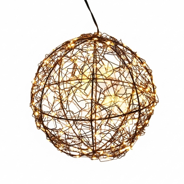 Traumhafte LED Lichtkugel schwarz 18cm: warmweisse Micro LEDs für Balkon & Wohnzimmer - Leuchtkugel mit Timer & Funkel-Effekt
