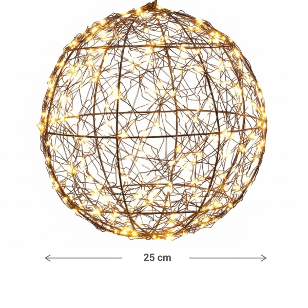 Traumhafte LED Lichtkugel schwarz 25cm: warmweisse Micro LEDs für Balkon & Wohnzimmer - Leuchtkugel mit Timer & Funkel-Effekt
