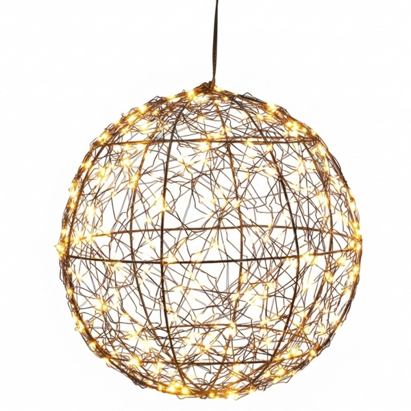 Traumhafte LED Lichtkugel schwarz 25cm: warmweisse Micro LEDs für Balkon & Wohnzimmer - Leuchtkugel mit Timer & Funkel-Effekt