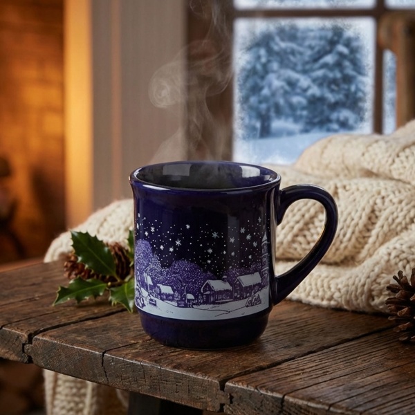 Edler Steinzeug Glühwein-Becher 200ml – Elegante Tasse mit 0,2l Fülllinie - Perfekt für Glühwein, Kaffee, Tee & Kakao, 8x8.5cm