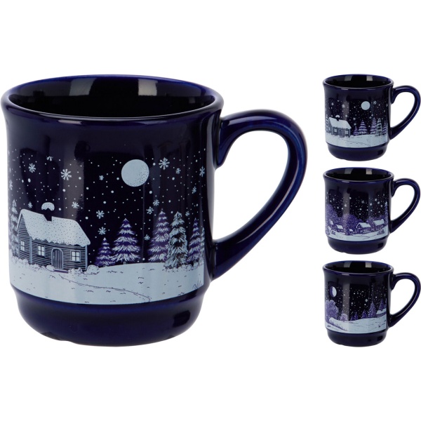 Edler Steinzeug Glühwein-Becher 200ml – Elegante Tasse mit 0,2l Fülllinie - Perfekt für Glühwein, Kaffee, Tee & Kakao, 8x8.5cm