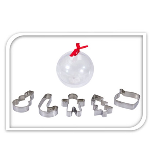 Edles 6-teiliges Keksausstecher-Set aus Edelstahl: 5 schöne Plätzchenformen für Weihnachten in Geschenk-Kugel zum Backen & Dekorieren