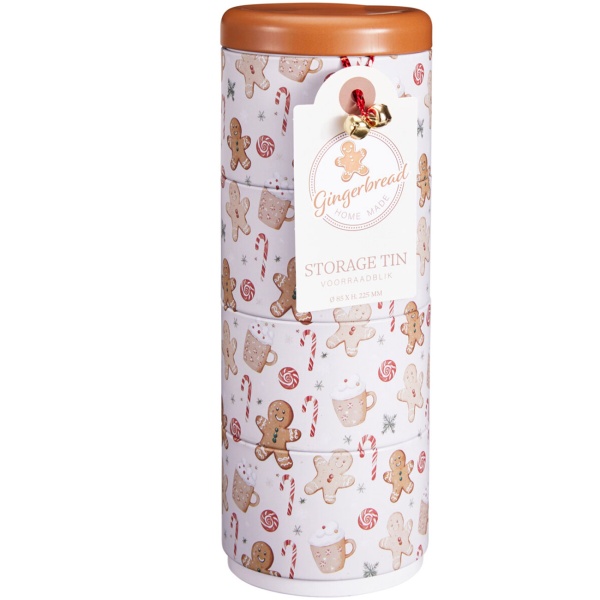 Süsse Lebkuchen-Dose aus Metall: Praktische 4-Ebenen Aufbewahrungsdose für Kekse, Deko & mehr – Stilvoller Organizer & perfektes Geschenk