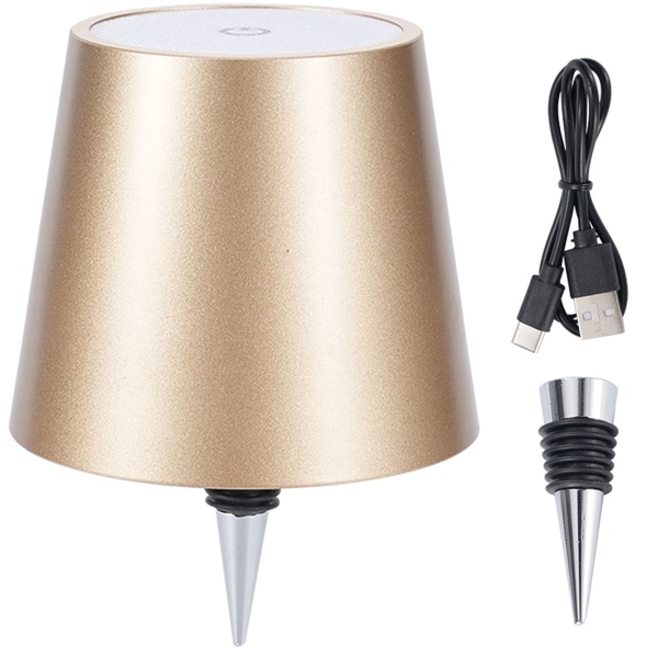 4er-Set Edle Akku Flaschenlampe gold: Dimmbar - 3 Lichtfarben: Verwandelt Flaschen in stimmungsvolle Leuchten - Flaschenlicht mit Metallschirm