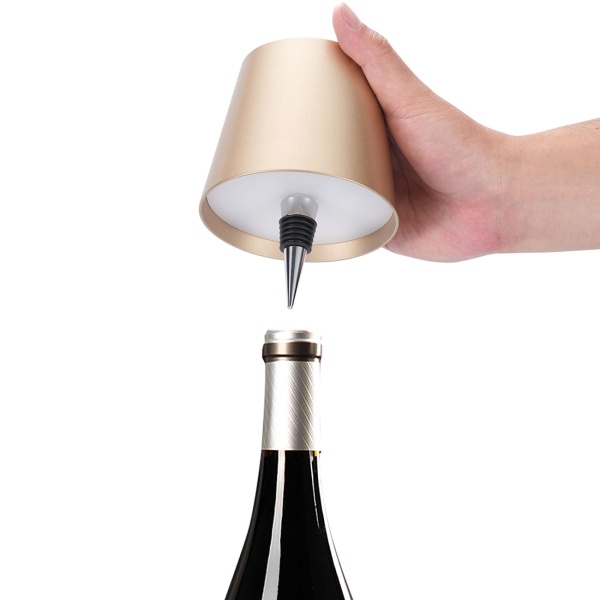 4er-Set Edle Akku Flaschenlampe gold: Dimmbar - 3 Lichtfarben: Verwandelt Flaschen in stimmungsvolle Leuchten - Flaschenlicht mit Metallschirm
