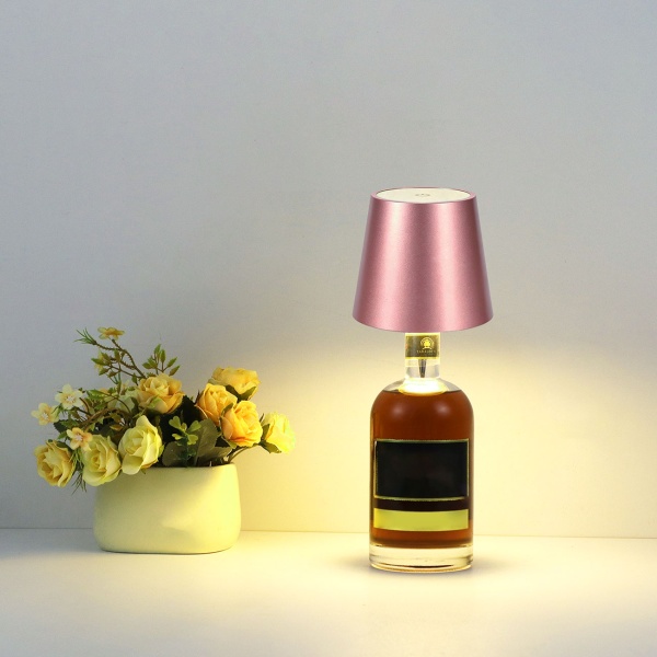 4er-Set Edle Akku Flaschenlampe rosegold: Dimmbar - 3 Lichtfarben: Verwandelt Flaschen in stimmungsvolle Leuchten - Flaschenlicht mit Metallschirm
