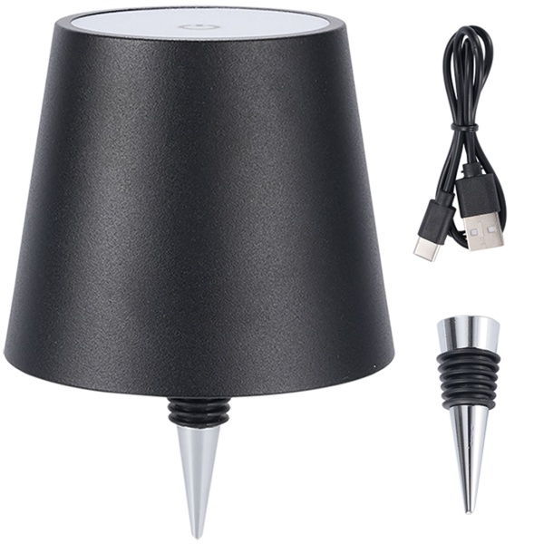 2er-Set Edle Akku Flaschenlampe schwarz: Dimmbar - 3 Lichtfarben: Verwandelt Flaschen in stimmungsvolle Leuchten - Flaschenlicht mit Metallschirm