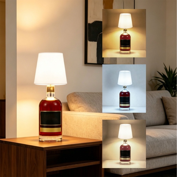 4er-Set Edle Akku Flaschenlampe weiss: Dimmbar - 3 Lichtfarben: Verwandelt Flaschen in stimmungsvolle Leuchten - Flaschenlicht mit Metallschirm