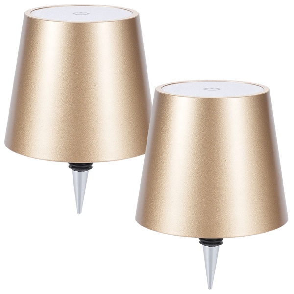 2er-Set Edle Akku Flaschenlampe gold: Dimmbar - 3 Lichtfarben: Verwandelt Flaschen in stimmungsvolle Leuchten - Flaschenlicht mit Metallschirm