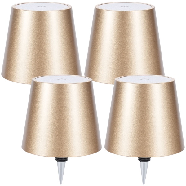 4er-Set Edle Akku Flaschenlampe gold: Dimmbar - 3 Lichtfarben: Verwandelt Flaschen in stimmungsvolle Leuchten - Flaschenlicht mit Metallschirm
