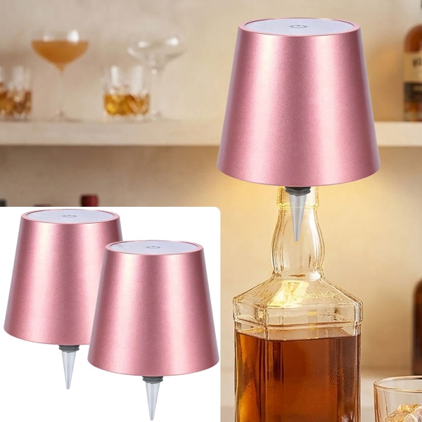 2er-Set Edle Akku Flaschenlampe rosegold: Dimmbar - 3 Lichtfarben: Verwandelt Flaschen in stimmungsvolle Leuchten - Flaschenlicht mit Metallschirm