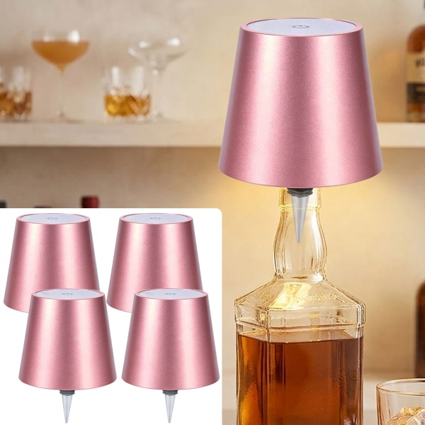 4er-Set Edle Akku Flaschenlampe rosegold: Dimmbar - 3 Lichtfarben: Verwandelt Flaschen in stimmungsvolle Leuchten - Flaschenlicht mit Metallschirm
