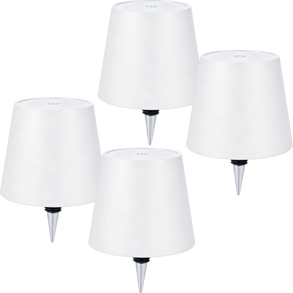 4er-Set Edle Akku Flaschenlampe weiss: Dimmbar - 3 Lichtfarben: Verwandelt Flaschen in stimmungsvolle Leuchten - Flaschenlicht mit Metallschirm