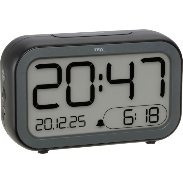 Digitalwecker mit LCD & LED Anzeige - Akku Tischuhr mit Lichtsensor & Snooze - USB aufladbar - Modernes Design für Schlafzimmer & Büro - 13,2cm