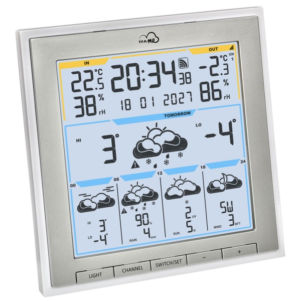 Profi WLAN Funk-Wetterstation mit Wetter.com Vorhersage & TFA.me, Warnfunktion, Uhrzeit & Datum - präzise Aussensensoren, digitales Thermo-Hygrometer
