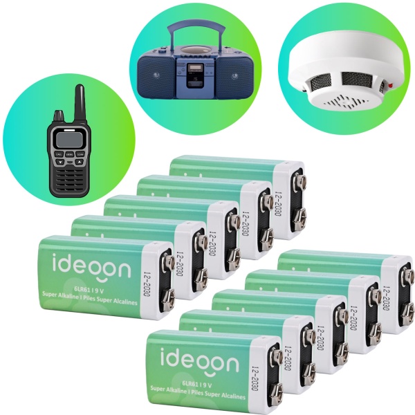 10er-Set Hochwertige 9V-Block Batterie - 6LR61 Alkaline 9 Volt - Zuverlässige Energiequelle für Rauchmelder, Messgeräte und Spielzeug