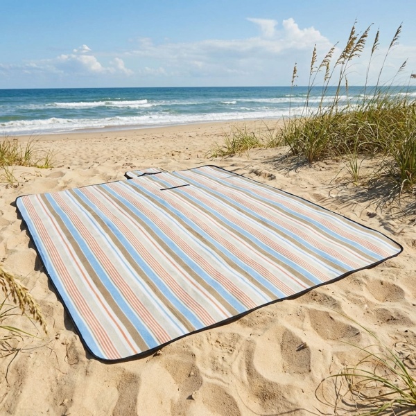 Faltbare Strand- und Picknickdecke, wasserabweisend,  170x130cm - Outdoor Decke mit Tragegurt, für Outdoor, Camping, Strand, Park, Festival & Picknick