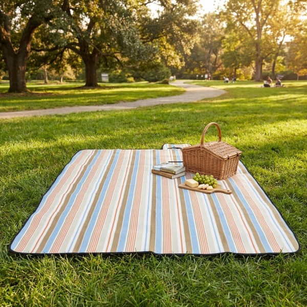 Faltbare Strand- und Picknickdecke, wasserabweisend,  170x130cm - Outdoor Decke mit Tragegurt, für Outdoor, Camping, Strand, Park, Festival & Picknick