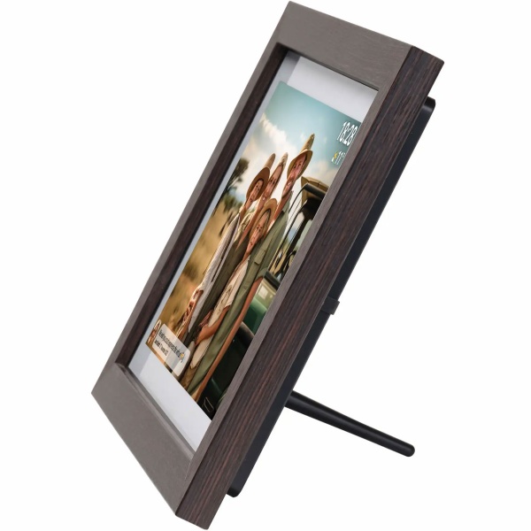 10,1" WLAN Fotorahmen Dunkles MDF-Holz: Brillantes IPS-Touch-Display, Frameo App, 16GB Speicher - Fotos teilen mit Familie & Freunden