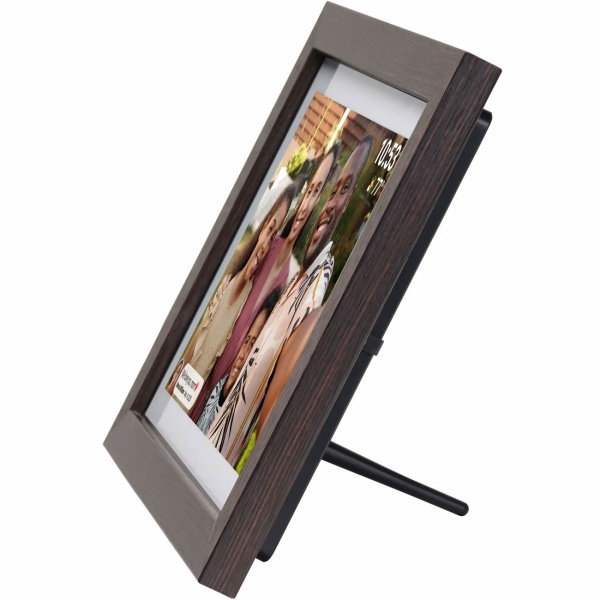 10,1" WLAN Fotorahmen Dunkles MDF-Holz: Brillantes IPS-Touch-Display, Frameo App, 16GB Speicher - Fotos teilen mit Familie & Freunden