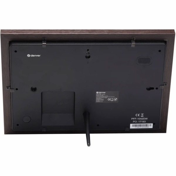 10,1" WLAN Fotorahmen Dunkles MDF-Holz: Brillantes IPS-Touch-Display, Frameo App, 16GB Speicher - Fotos teilen mit Familie & Freunden