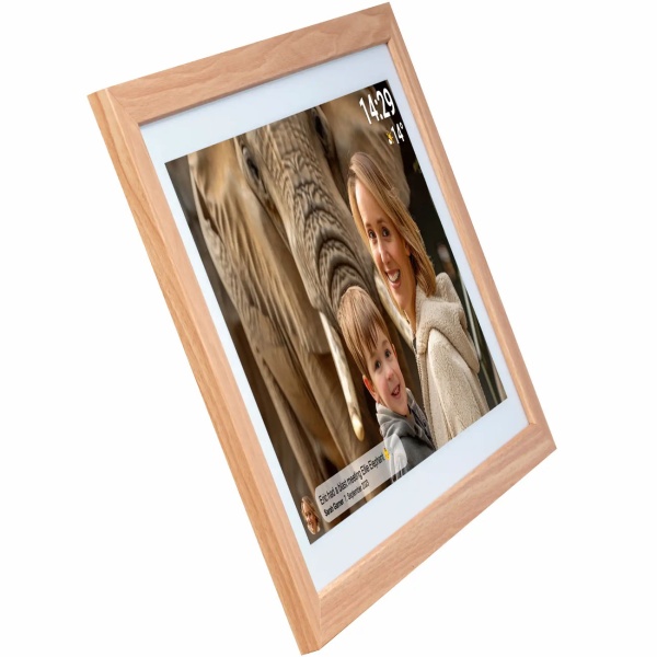 Eleganter 21,5" Digitaler Bilderrahmen mit WLAN, Full HD IPS Touchscreen, Frameo App, 32GB Speicher & MDF-Holzrahmen, VESA-kompatibel