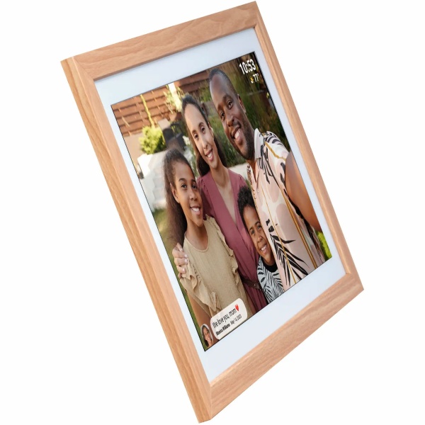 Eleganter 21,5" Digitaler Bilderrahmen mit WLAN, Full HD IPS Touchscreen, Frameo App, 32GB Speicher & MDF-Holzrahmen, VESA-kompatibel