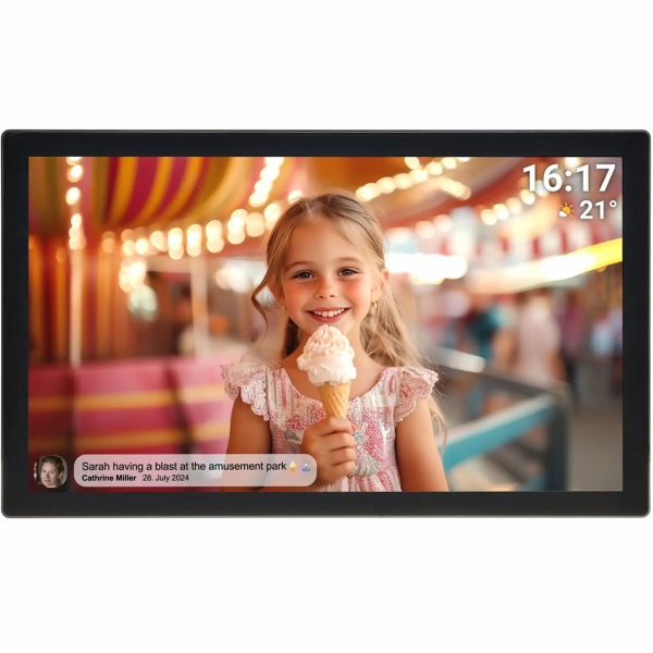 Eleganter Bilderrahmen 31,5 Zoll Full-HD Touchscreen, 32GB Speicher und Frameo App für einfaches Teilen Ihrer Fotos & Videos 