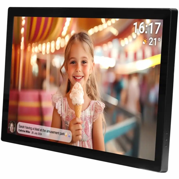 Eleganter Bilderrahmen 31,5 Zoll Full-HD Touchscreen, 32GB Speicher und Frameo App für einfaches Teilen Ihrer Fotos & Videos 