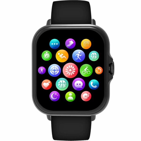 Bluetooth Smartwatch 1,44": Fitness-Tracker mit Herzfrequenz-Messung, Telefonfunktion & Full-Touch-Display, Fitnessuhr in Schwarz