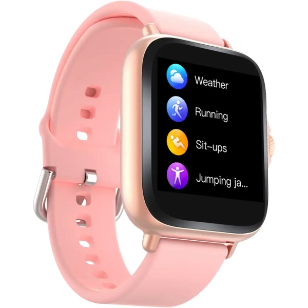 Bluetooth Smartwatch 1,44": Fitness-Tracker mit Herzfrequenz-Messung, Schlafüberwachung, Anruffunktion & Full-Touch-Display, Fitnessuhr in Rosa
