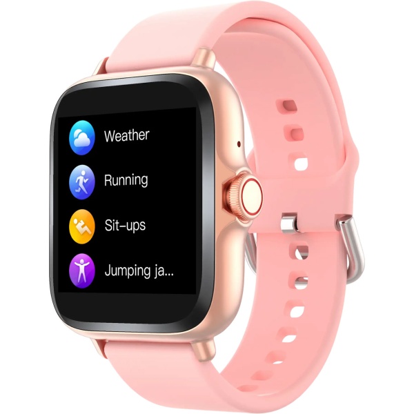 Bluetooth Smartwatch 1,44": Fitness-Tracker mit Herzfrequenz-Messung, Schlafüberwachung, Anruffunktion & Full-Touch-Display, Fitnessuhr in Rosa