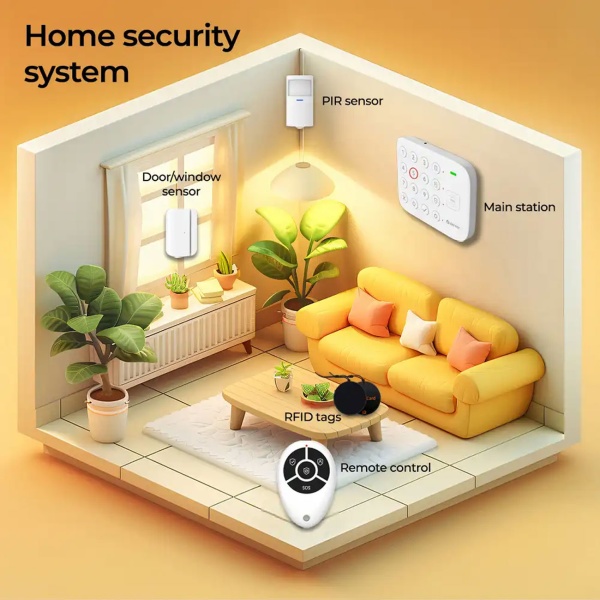 Smart Home 4G Alarmanlage: WLAN Funk Alarmsystem mit App, Alexa & Google Assistant kompatibel, inkl. Bewegungsmelder & Türsensor