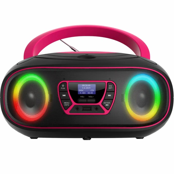 Boombox mit DAB+/FM-Radio, Bluetooth-Funktion, USB, CD-Player & AUX-Eingang, pink  – Ihr perfekter Begleiter für Musikgenuss