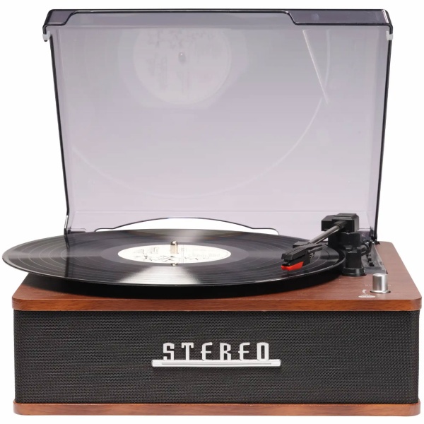 Retro Plattenspieler mit Bluetooth & integrierten Lautsprechern – Edles Vinyl Design, 3 Geschwindigkeiten, Line-Out – Vintage Musikanlage