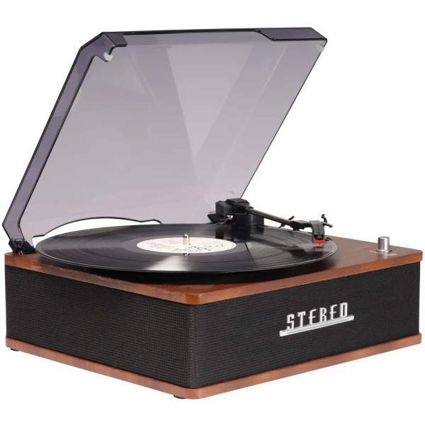 Retro Plattenspieler mit Bluetooth & integrierten Lautsprechern – Edles Vinyl Design, 3 Geschwindigkeiten, Line-Out – Vintage Musikanlage