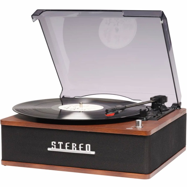 Retro Plattenspieler mit Bluetooth & integrierten Lautsprechern – Edles Vinyl Design, 3 Geschwindigkeiten, Line-Out – Vintage Musikanlage