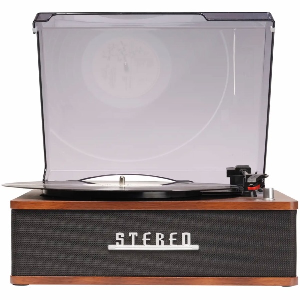 Retro Plattenspieler mit Bluetooth & integrierten Lautsprechern – Edles Vinyl Design, 3 Geschwindigkeiten, Line-Out – Vintage Musikanlage