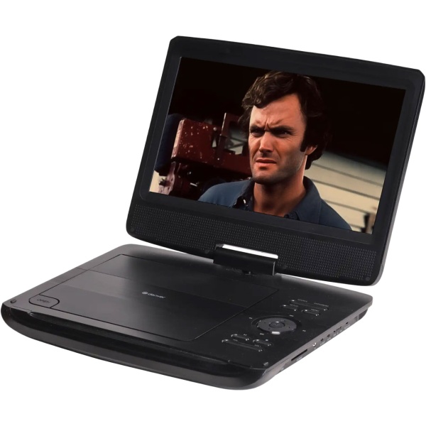 Tragbarer 10 Zoll DVD Player mit Akku, SD & USB Slot, inklusive Kfz-Halterung, Autoadapter und Kopfhöreranschluss, Reise DVD Player