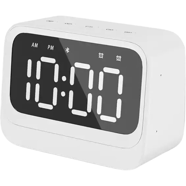 Digitaler Wecker mit Bluetooth 5.3 Lautsprecher, Doppelalarm und dimmbarem LCD Display, moderner Nachttischwecker in Weiss