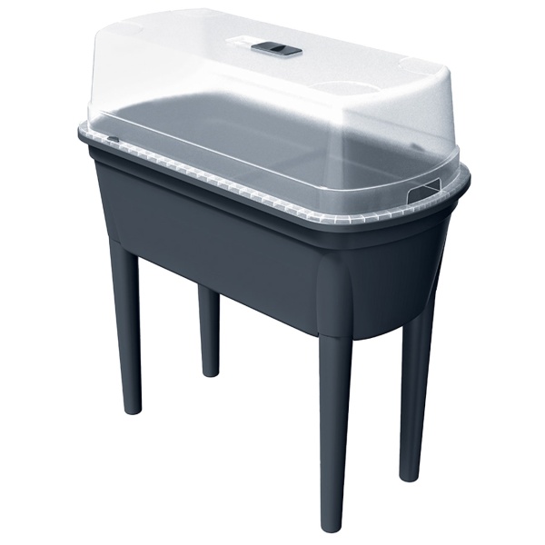 Kompaktes Gewächshaus Anthrazit 47L, Anzuchtstation mit Deckel & Beinen: Anzuchtbox, robust & tragbar für Pflanzen